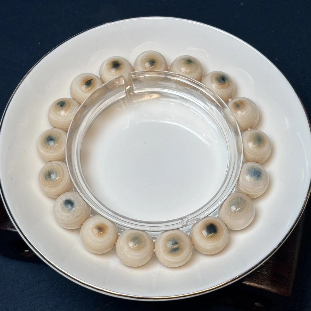 猛犸象牙1.2蓝眼睛圆珠手串