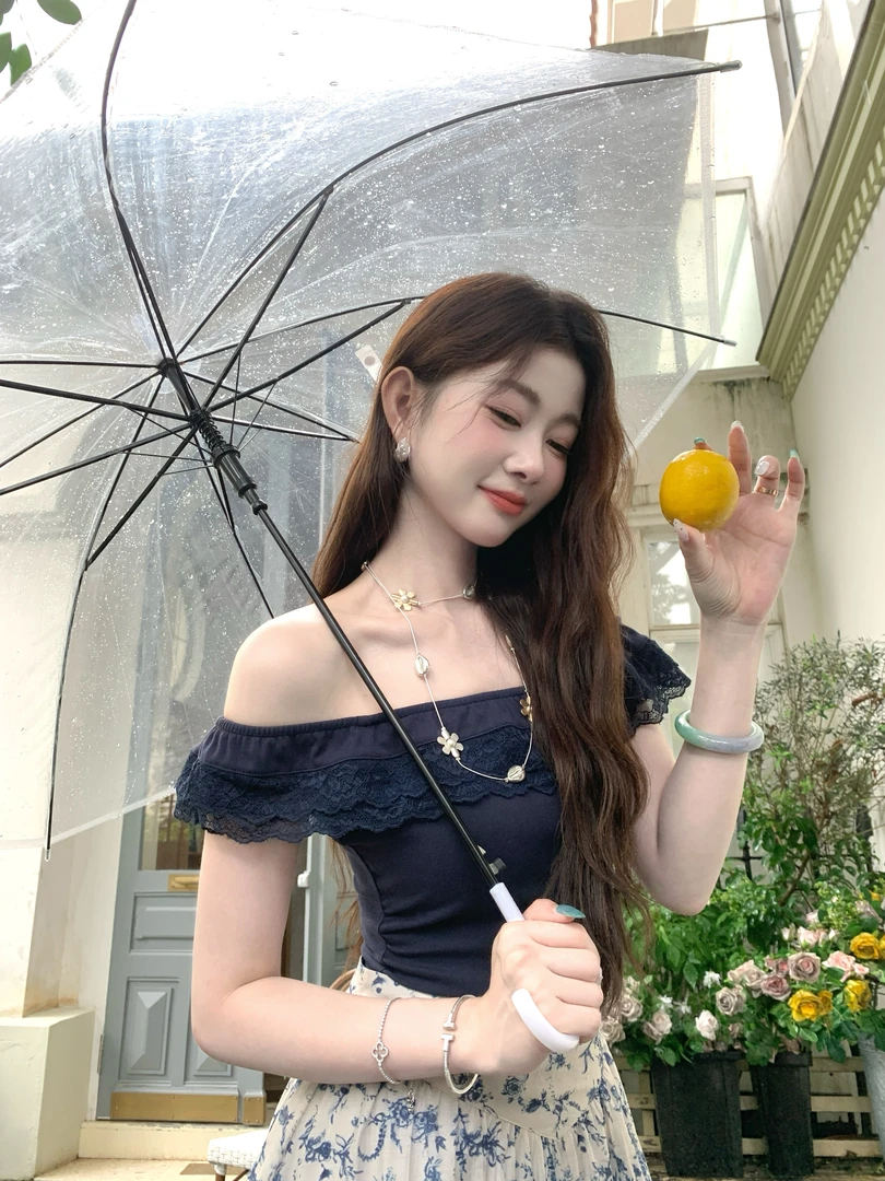 EIA一尧【安妮小姐】气质高智感显白一字肩上衣t恤显瘦松弛短袖日常