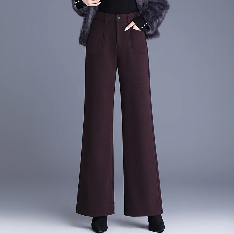 毛呢女裤2025新款潮流气质垂感高腰窄版阔腿裤爆款休闲裤长款秋冬
