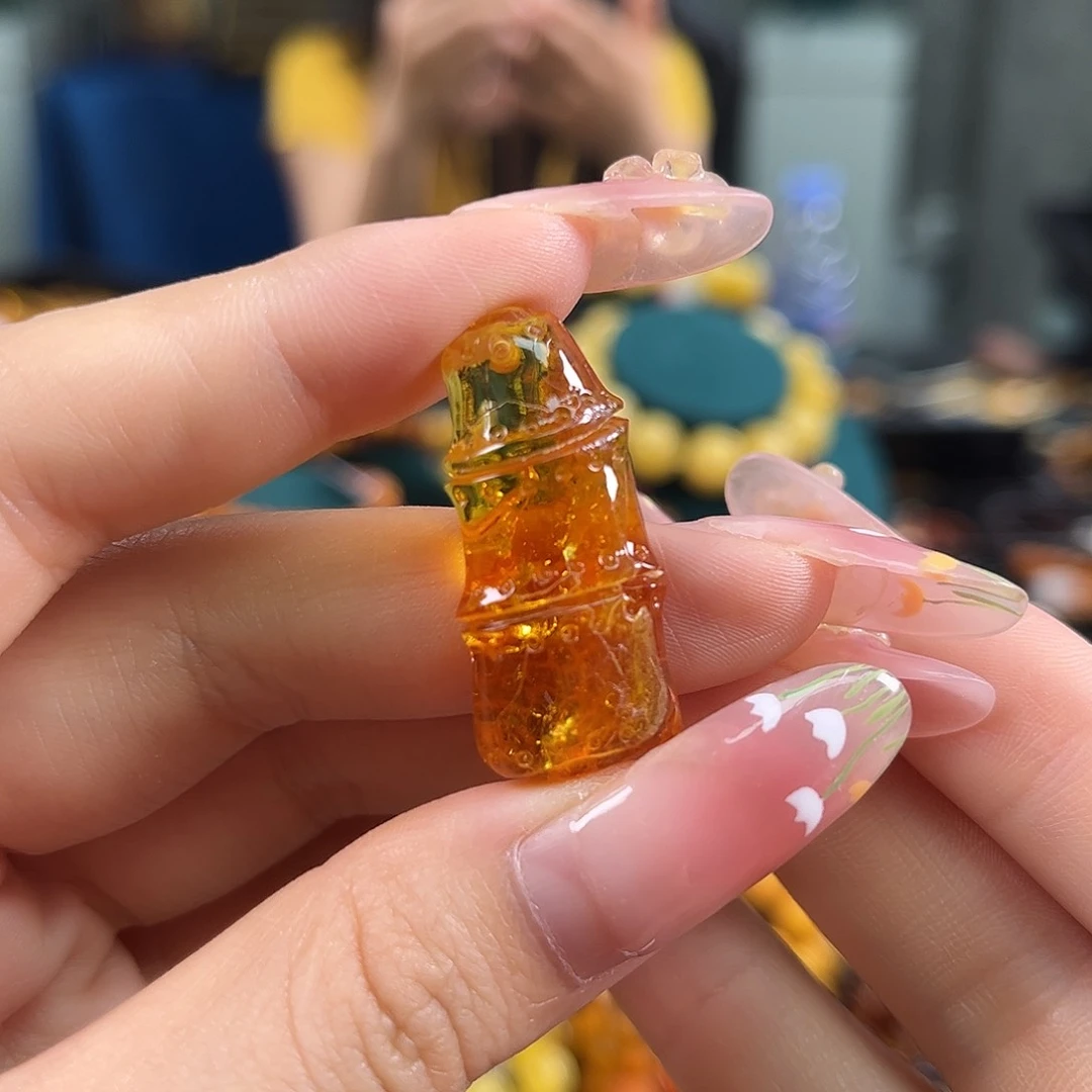 未镶嵌琥珀裸石竹节挂件