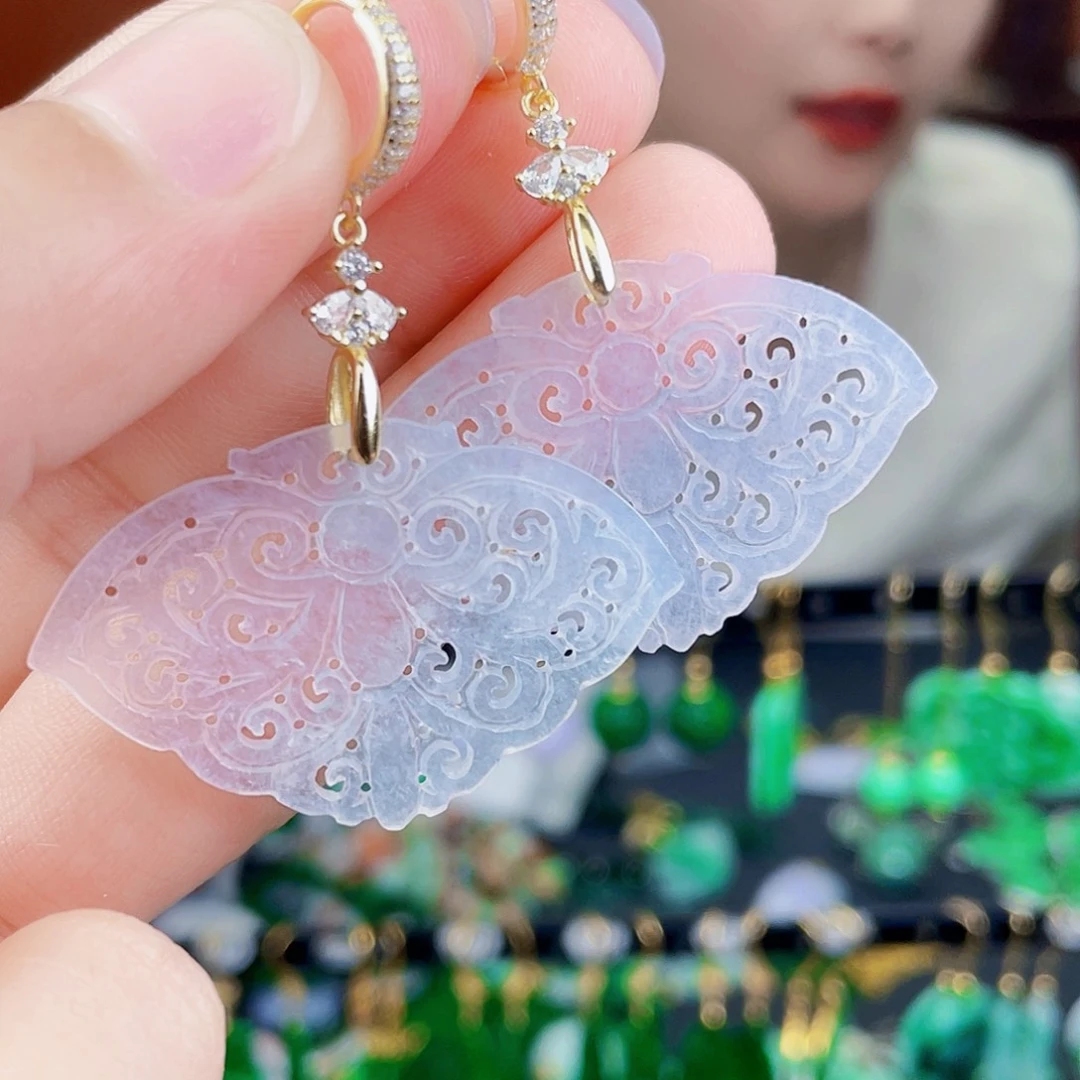 翡翠银S925镶嵌耳饰饰品