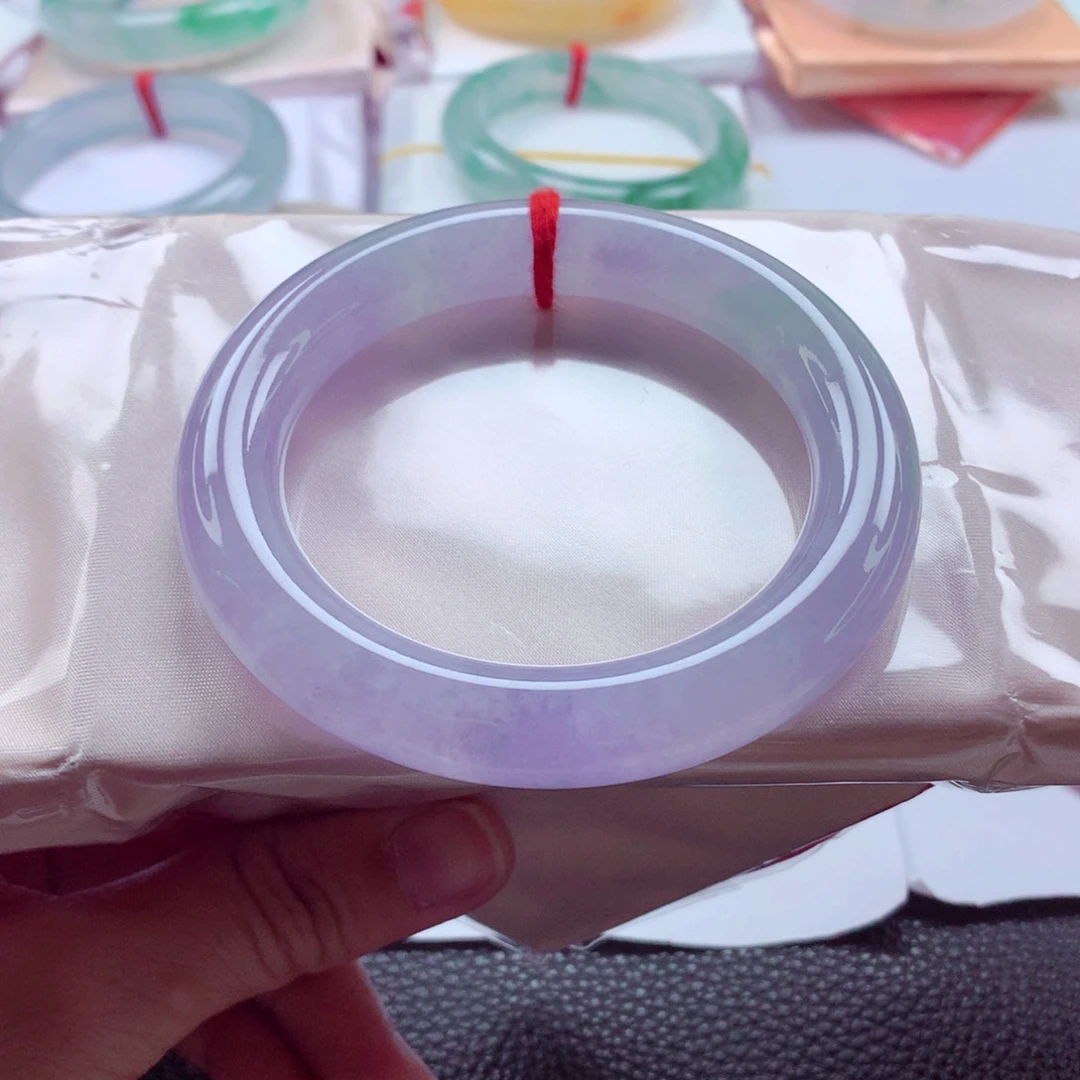 翡翠未镶嵌手镯（圆镯）55.5冰紫完美见光不失色超高性价比A