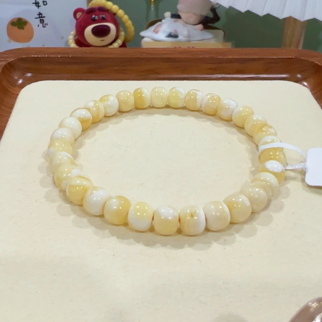 未镶嵌蜜蜡手链飞****球7.3m 瓷白妖花老型