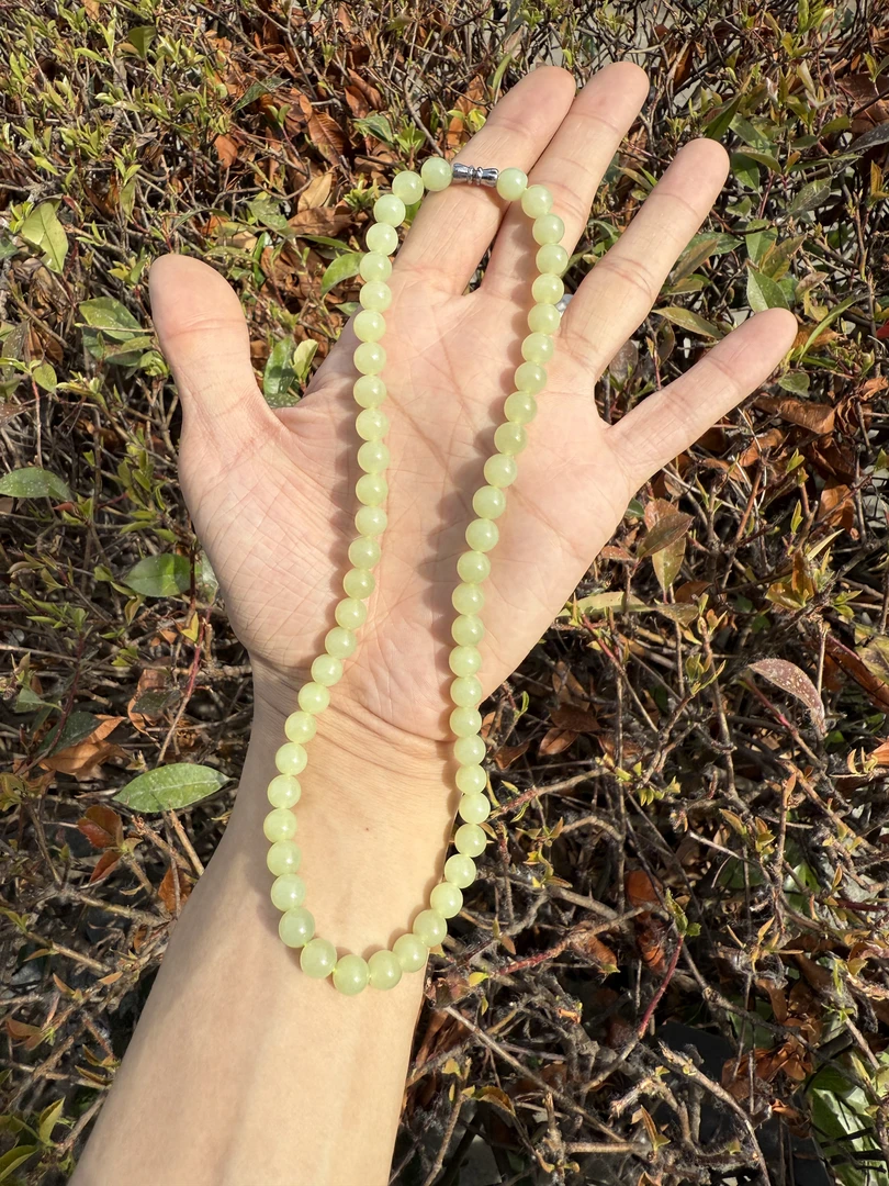 【恒乐珠宝】精品·气质优雅和田玉蜂蜜黄超嫩卡8圆珠项链母亲节礼物