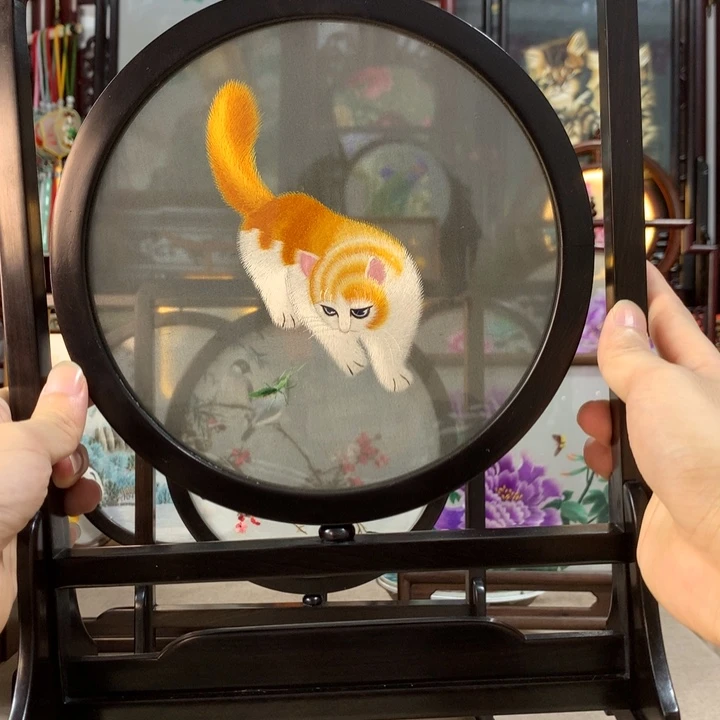 木精品苏绣实木摆件