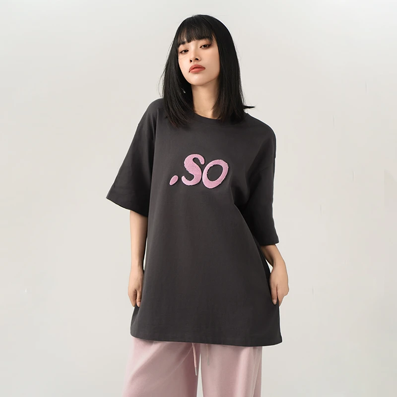 长版t恤2024新款韩版宽松休闲全棉短袖显瘦大版24B1310015