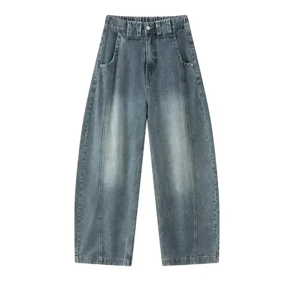 美式复古水洗做旧弯刀裤男女秋冬潮牌痞帅高街百搭宽松直筒牛仔