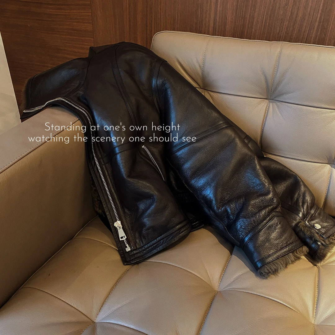 【Rumi精选】“南城旧巷”冬季托斯卡纳皮毛一体翻领羊皮皮衣7359wt