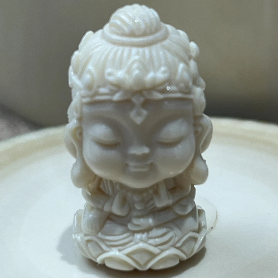 天然猛犸象牙尊胜佛母造型文玩配饰DIY