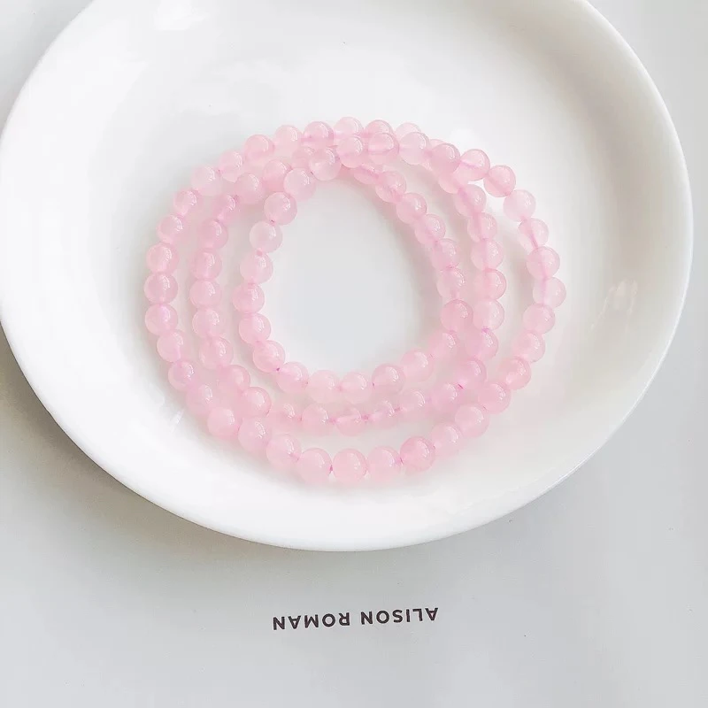 M32粉晶三圈 6m左右正品天然粉水晶三圈手链手串粉色女生甜美