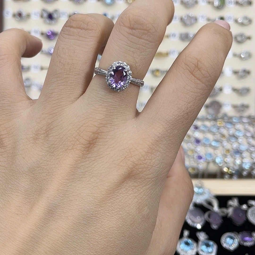 银S925镶嵌紫晶戒指