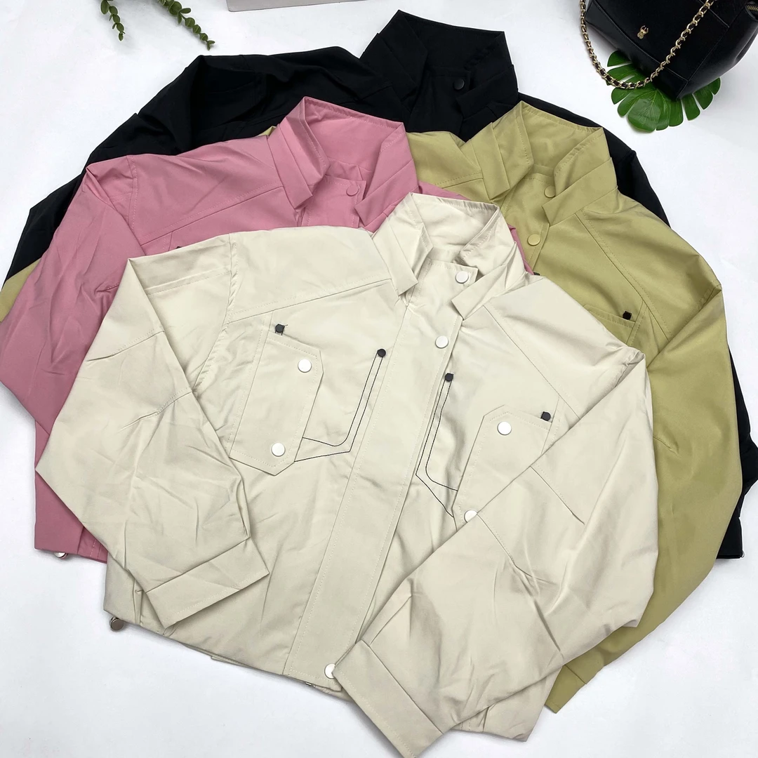 【大婷】韩版女款显瘦长袖百搭短款休闲夹克款彩色系外套6812/5805