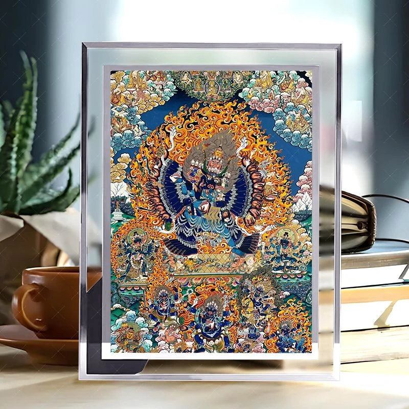 大威德金刚唐卡藏式摆件玻璃相框桌面摆台房间卧室摆件送朋友闺蜜