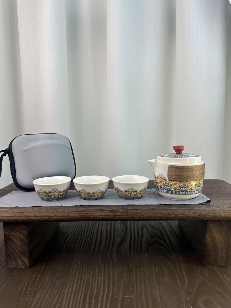 敦煌旅行茶具高颜值一壶三杯配旅行包