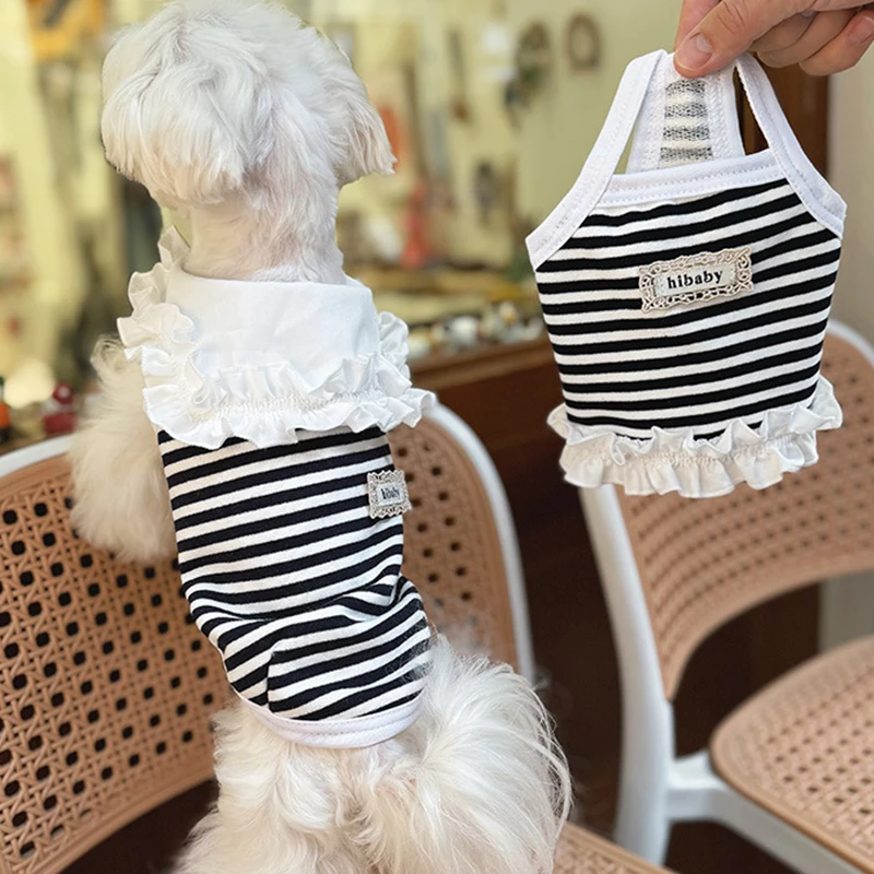 狗狗衣服春夏款针织吊带宠物小狗马尔济斯约克夏春季条纹背心