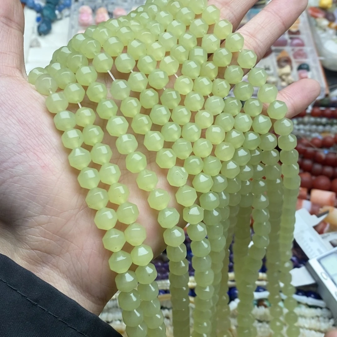 玛瑙/玉髓未镶嵌珠宝半成品一条8mm晴水绿玉髓车轮珠