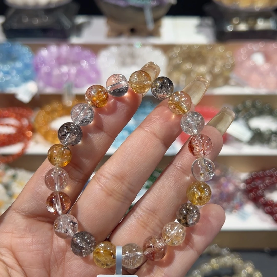 手串水晶未镶嵌彩闪灵胶花9mm