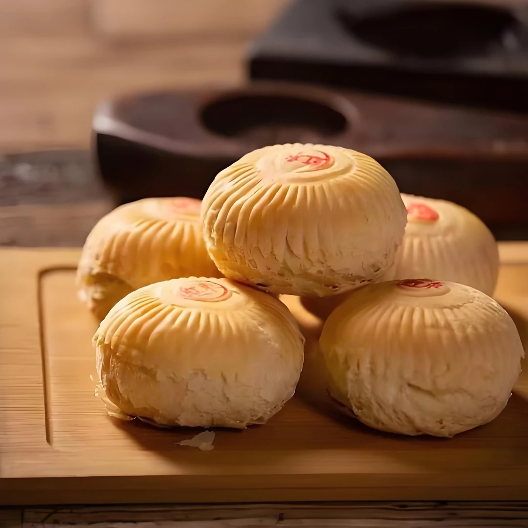 陕北特产雪花点心月饼 炉馍 酥皮果仁枣泥馅传统中秋土月饼