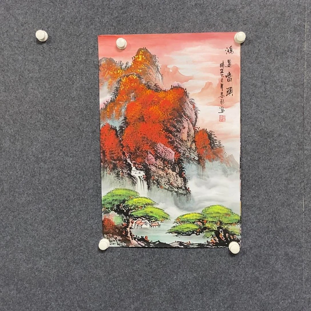 国画四尺三开一副