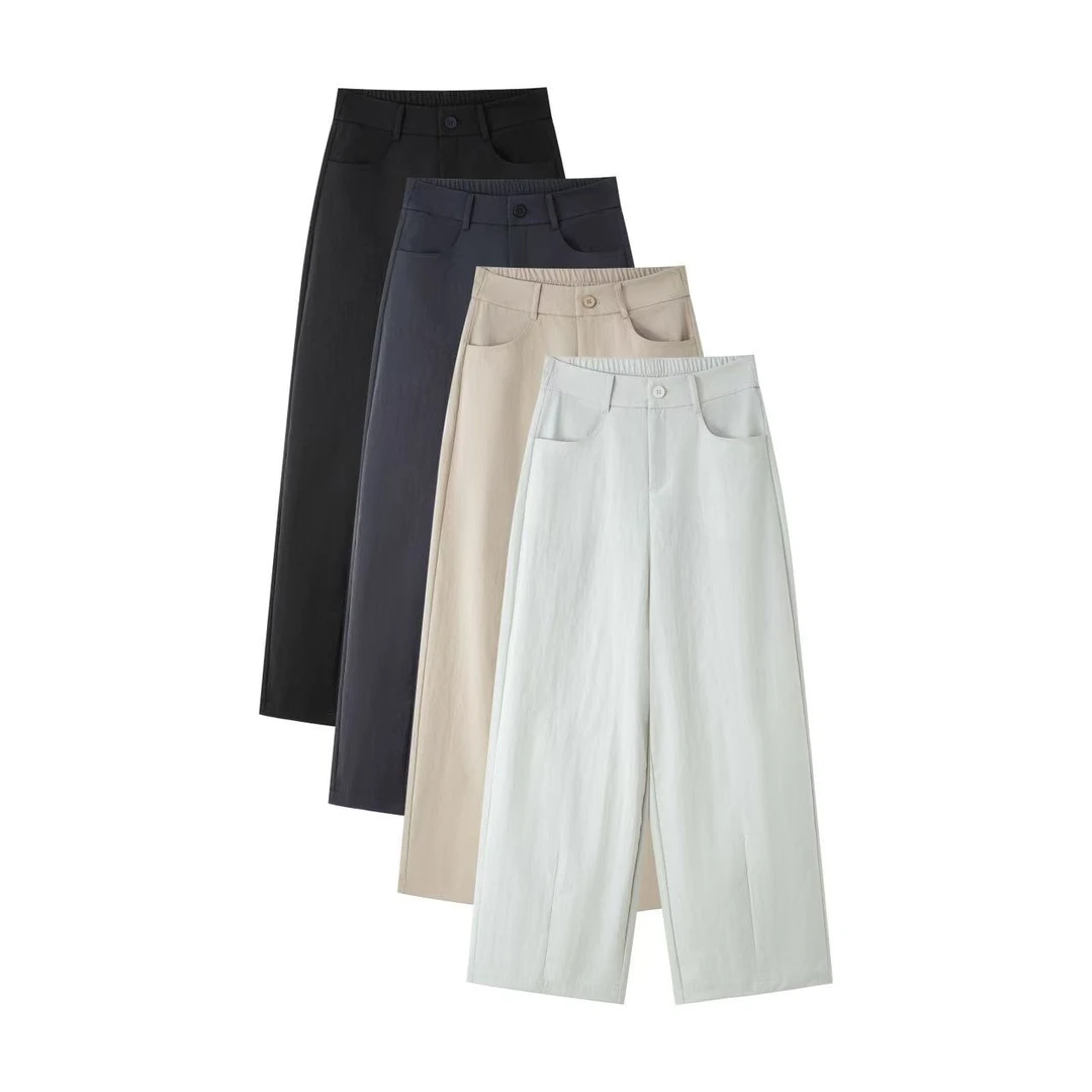 【彭三专属】夏季新款百搭时尚休闲裤女夏八分直筒阔裤女