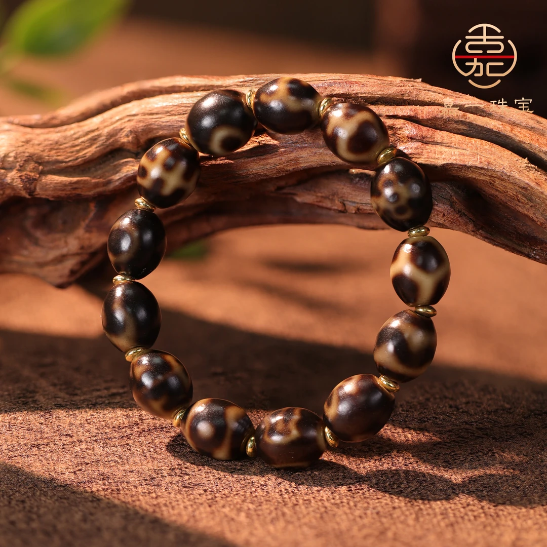 【嘉一珠宝】小圆满黑金多宝玛瑙珠珠手串男女款藏式配饰多样性发一