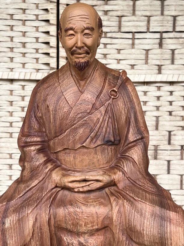 弘一法师香樟木家居书房茶室禅意摆件