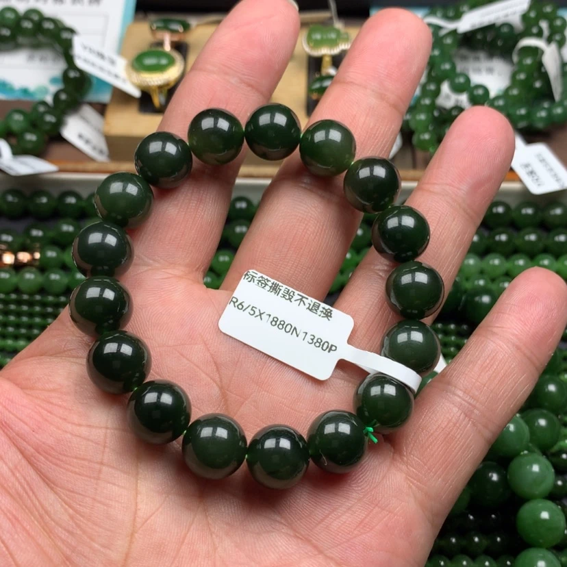【闪购商品】未镶嵌手链和田玉（碧玉）艮*12