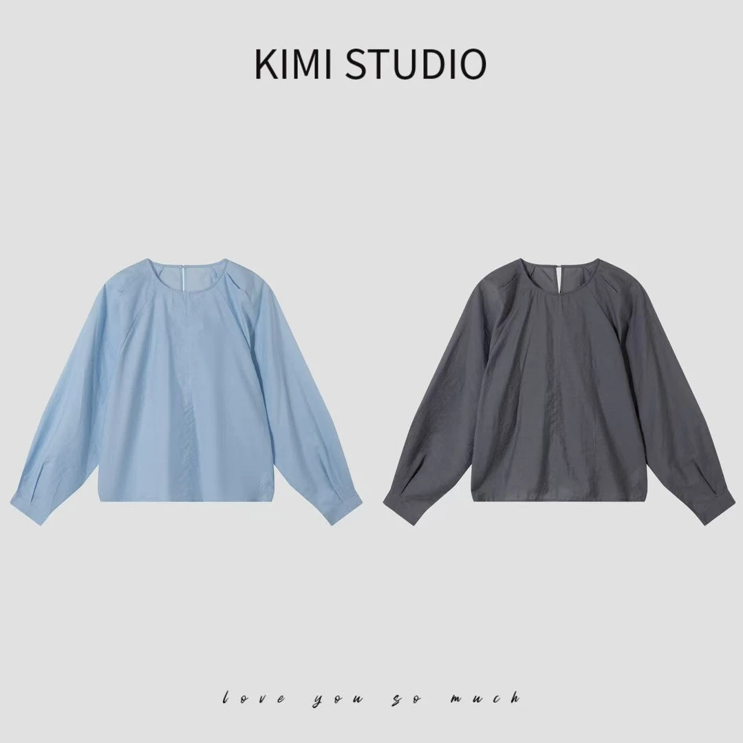 小众独特漂亮小衫时尚女夏季棉质插肩袖显瘦防晒薄款衬衫SS251193