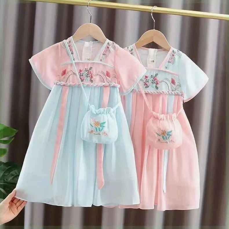 正品巴拉巴拉断码汉服女童夏季裙子公主2024古装中国风