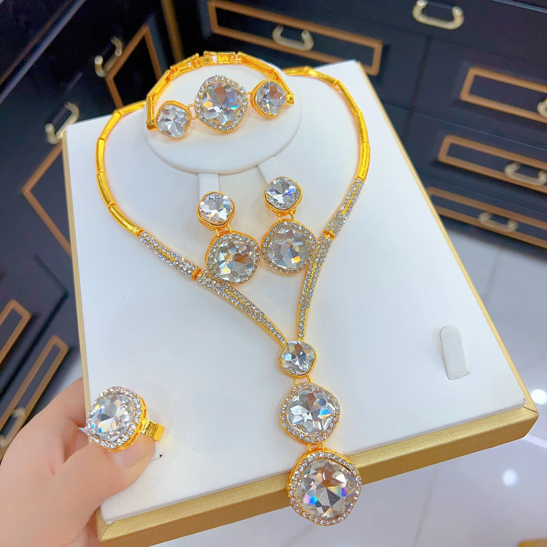 铜合金项链 伊帕尔阿依新款时尚四件套 金色气质百搭精致