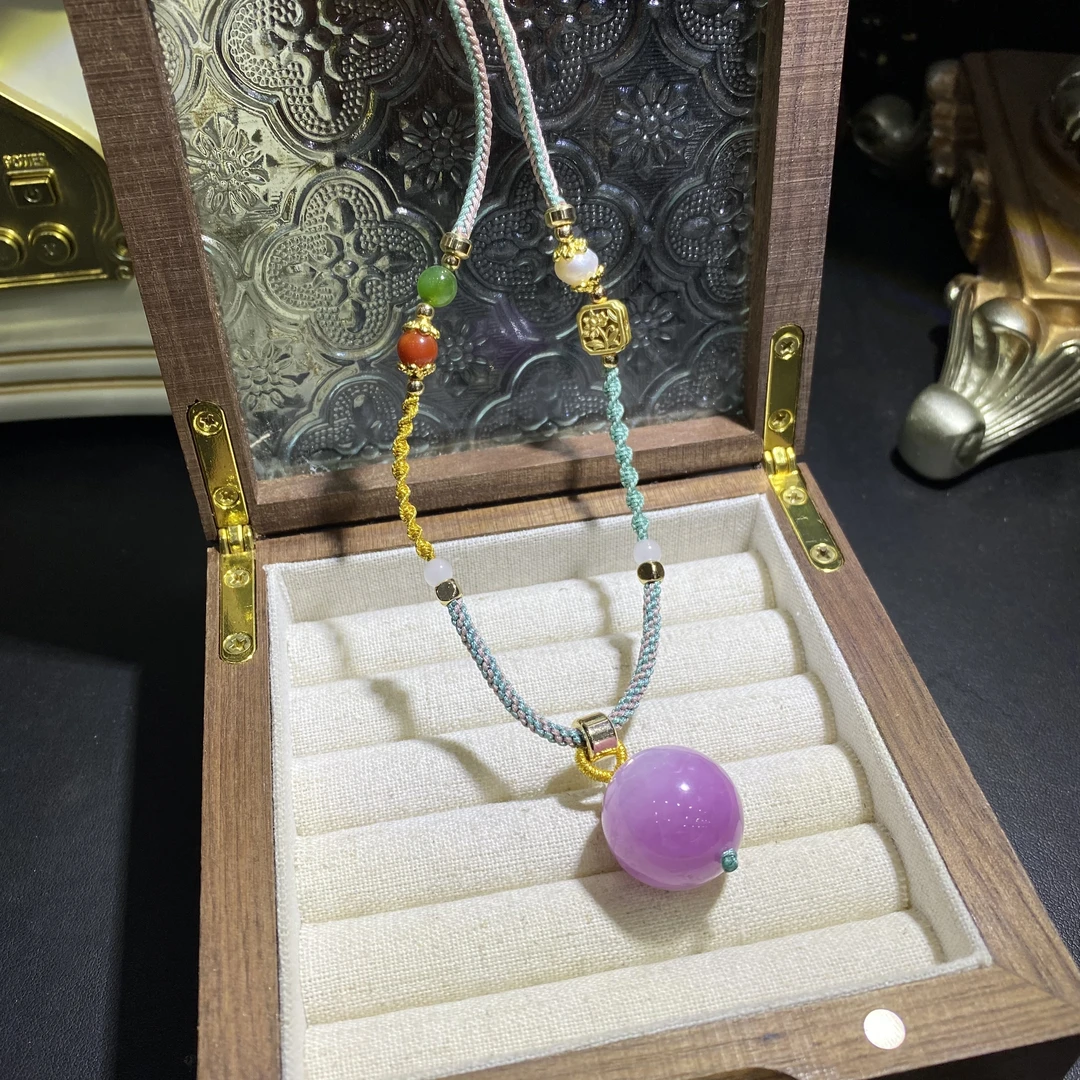 X1526-天然紫锂辉吊坠设计款项链-多样性发其一