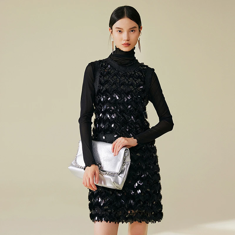 【粉丝专享】MOFAN摩凡冬新款黑色连衣裙MBL452119