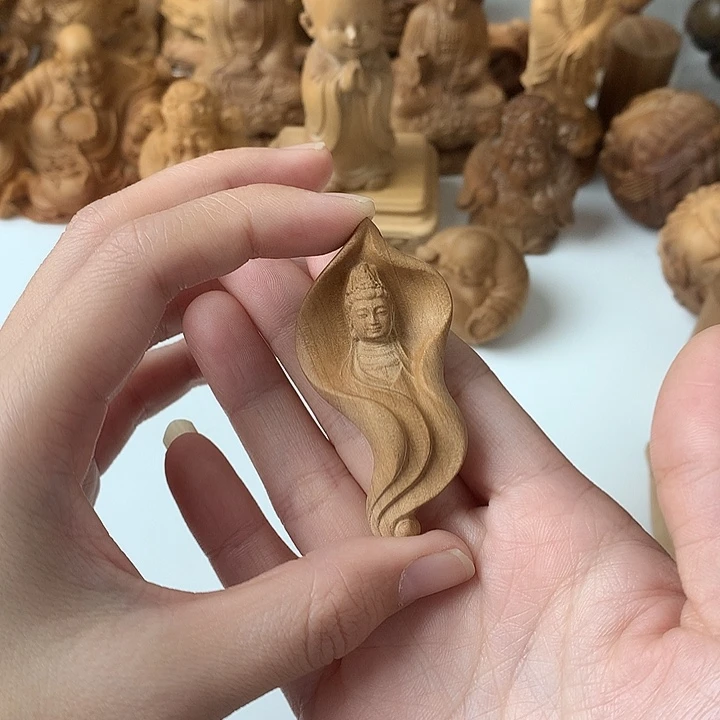 檀香木把件檀香一叶观音