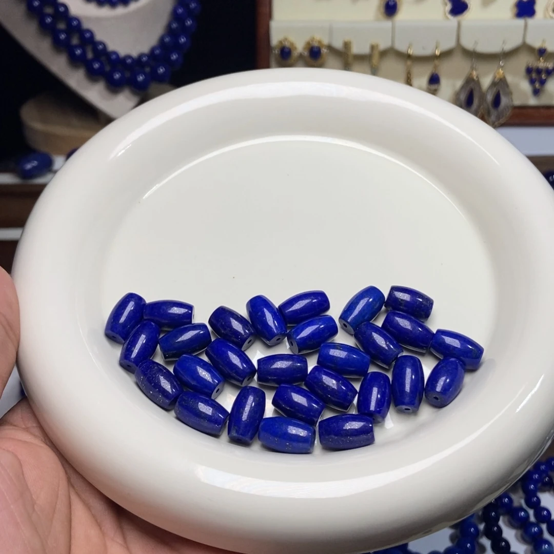 青金石未镶嵌福利 精品 桶珠 #多样性发一#对孔12+