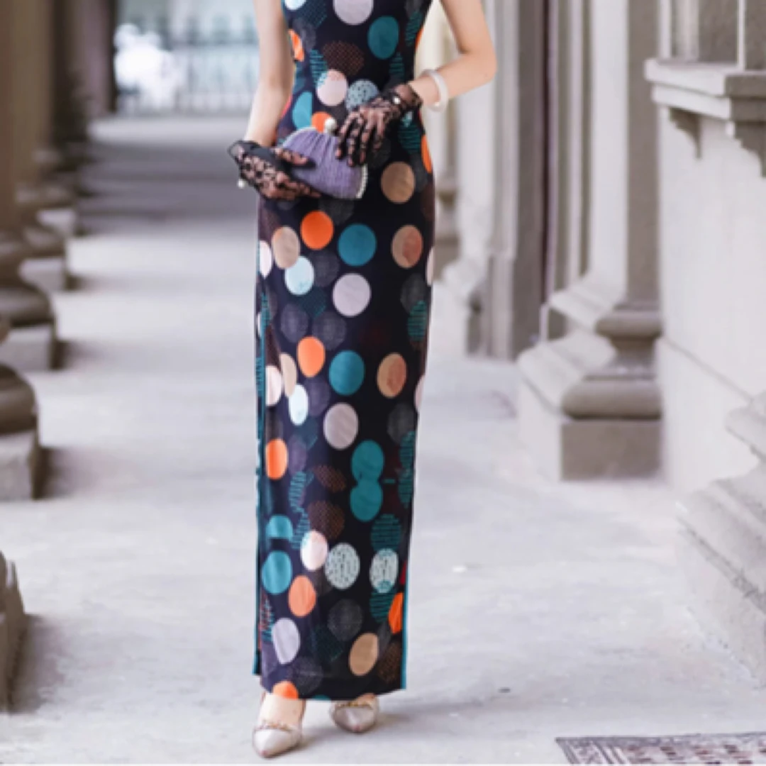 1020-新中式旗袍2025新款夏装复古高端上海日常可穿素雅国风改良