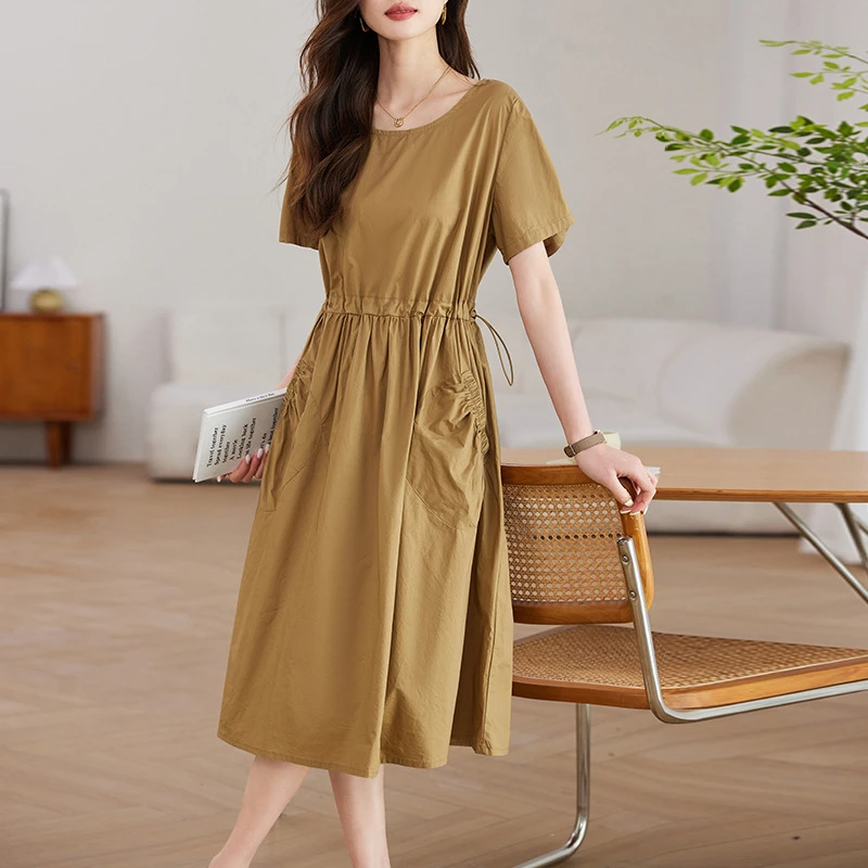 5516连衣裙女小个子夏季2025新款洋气宽松显瘦t恤裙夏天休闲裙子