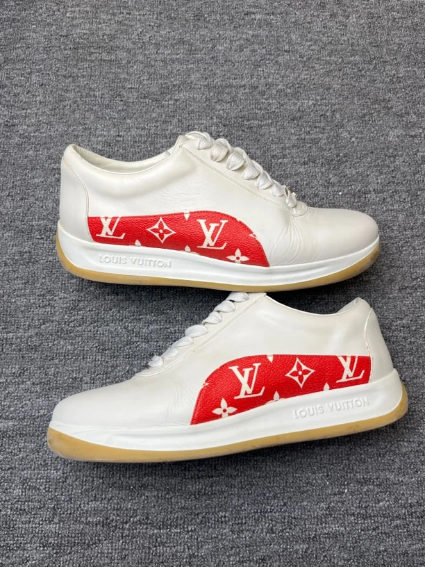 95新 LouisVuitton/路易威登 板鞋 95新 阳/8.5码/ lv/ 白红