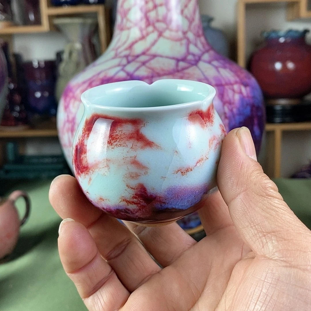 陶瓷玉兰杯，玉石釉