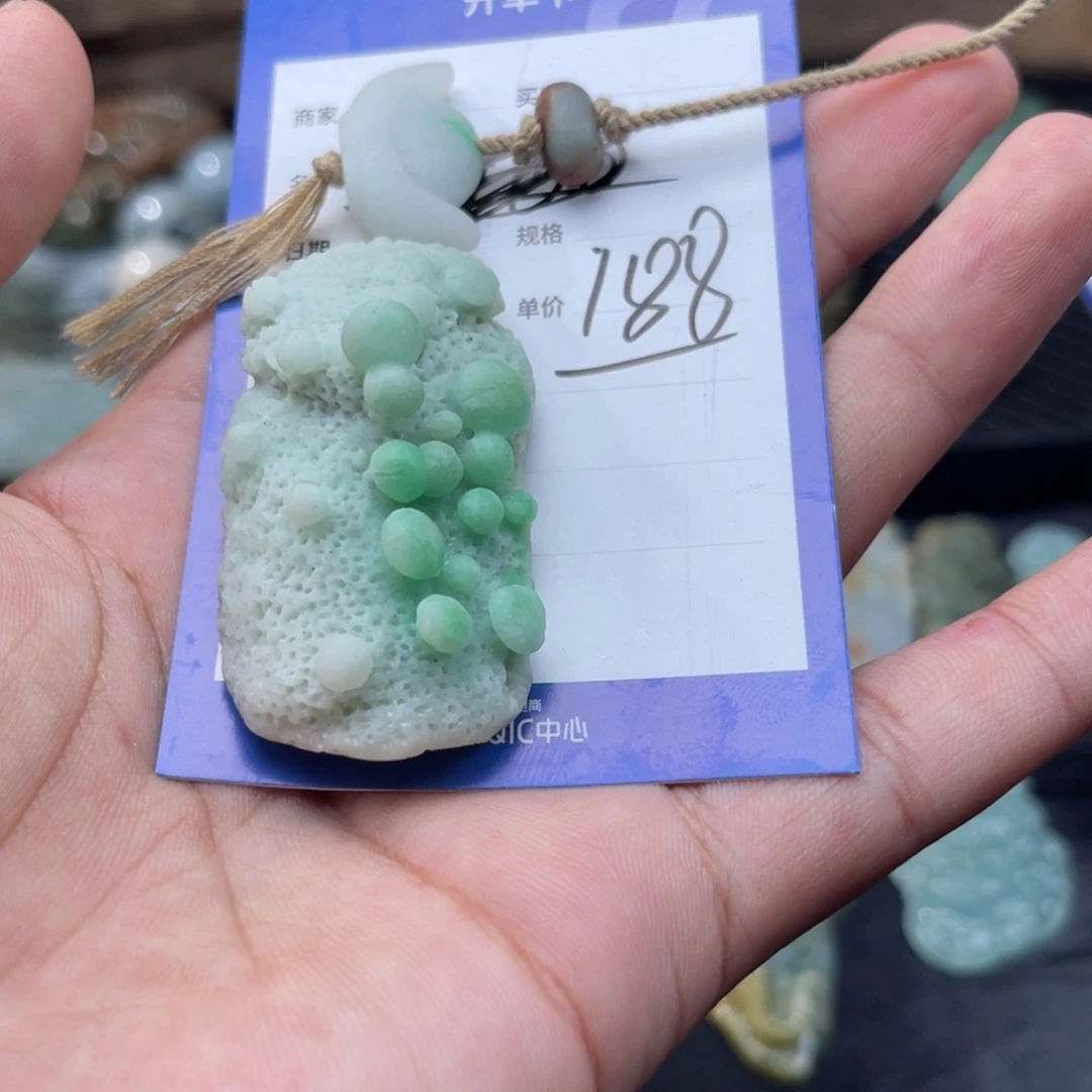 翡翠未镶嵌颈饰云南鸡枞菌