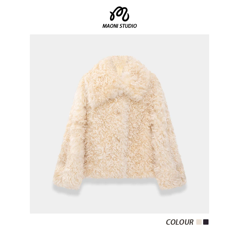 毛妮LADIESFIRST托斯卡纳皮毛一体外套冬季圈圈皮草羊皮大衣L2777