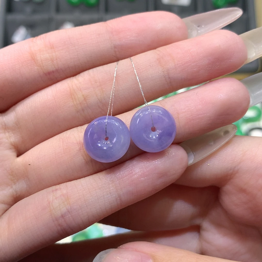 翡翠未镶嵌戒指平安扣一对