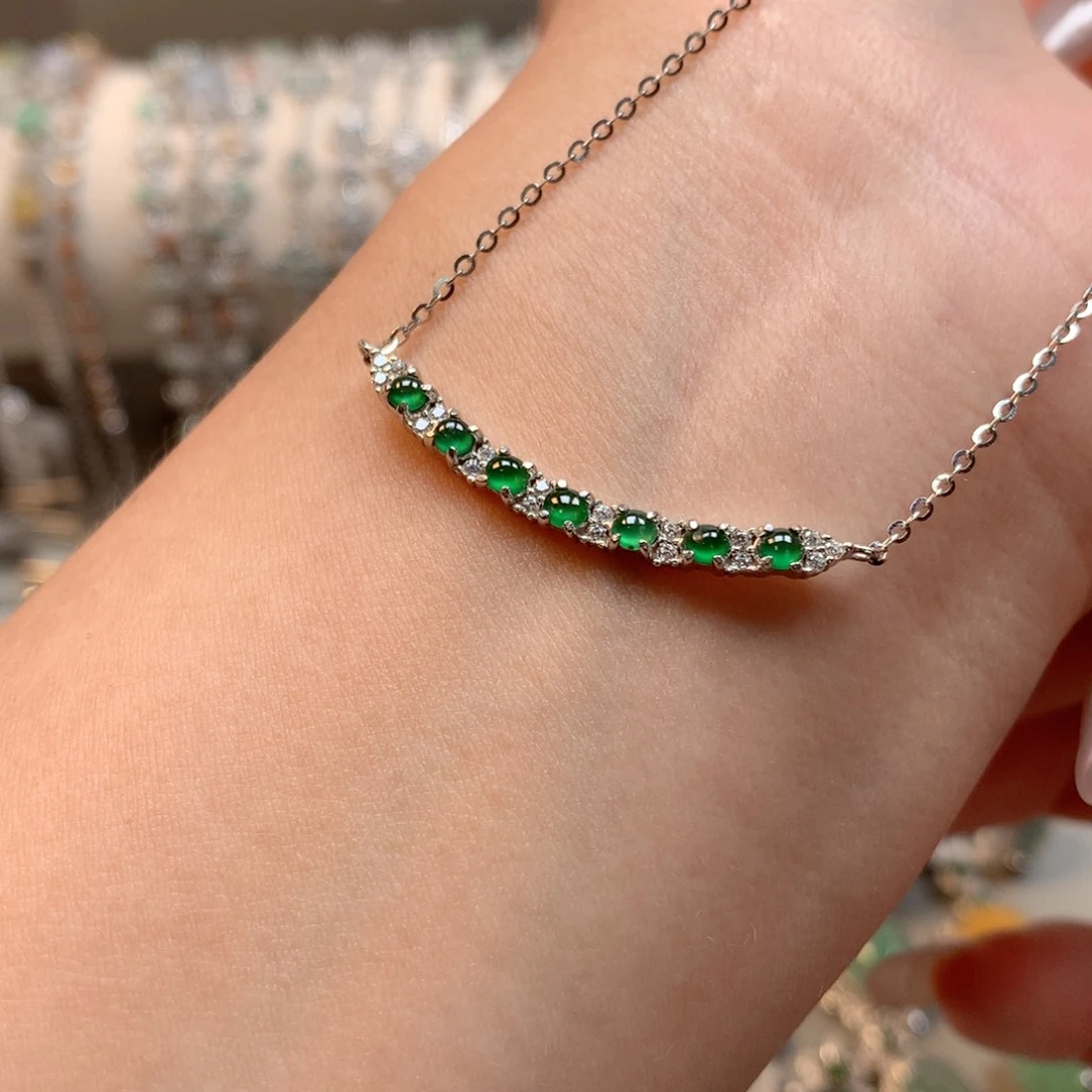 翡翠银S925镶嵌颈饰项链