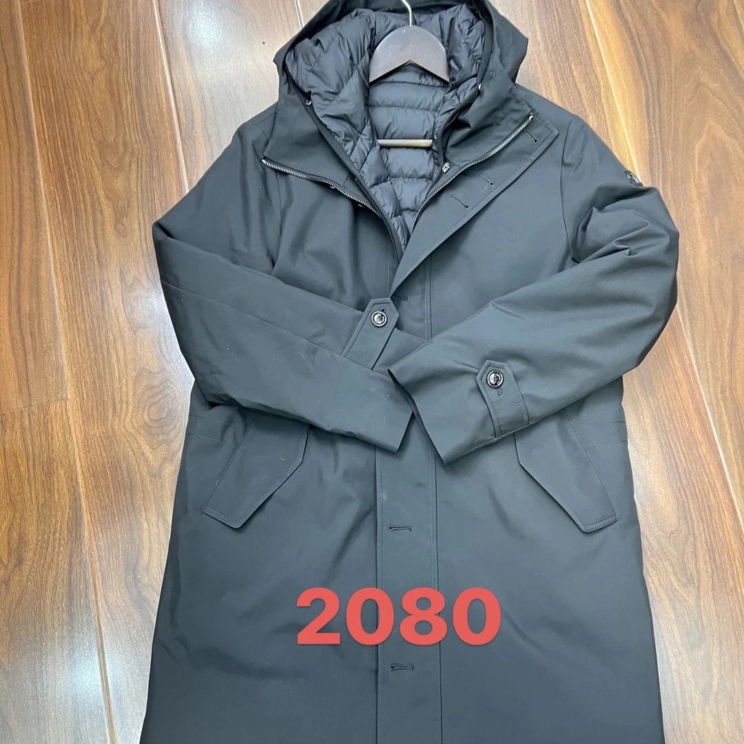 2080 m 新款男士长款连帽派克羽绒服