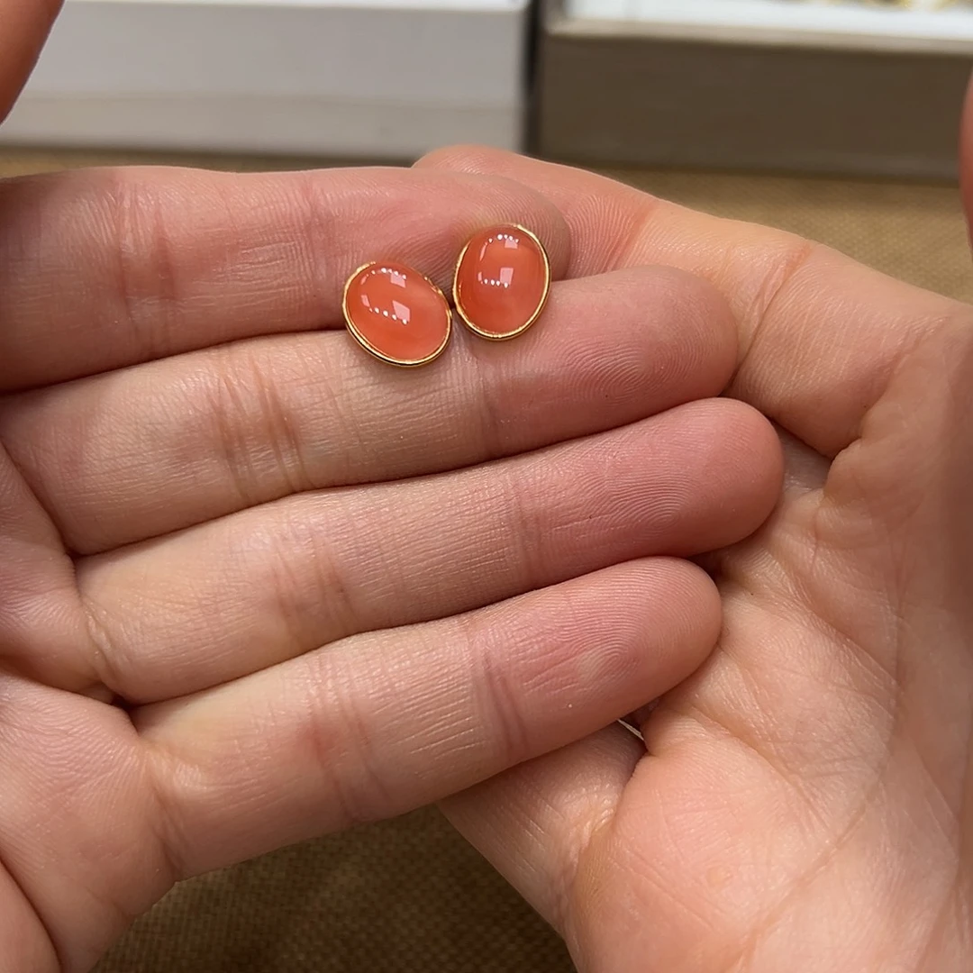 南红玛瑙耳饰银S925镶嵌彼*花