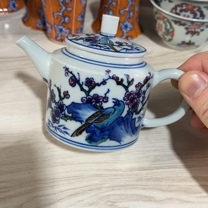 瓷片/////景德镇陶瓷茶壶。绿。