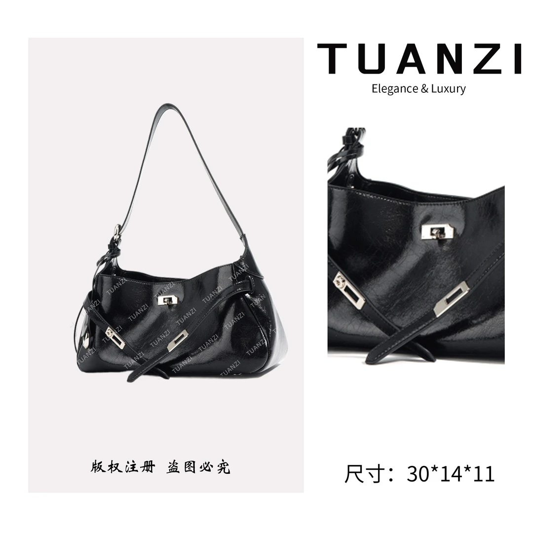 TUANZI『高端玩家』原创设计秋冬新款斜跨包 ZG-9790C-黑色