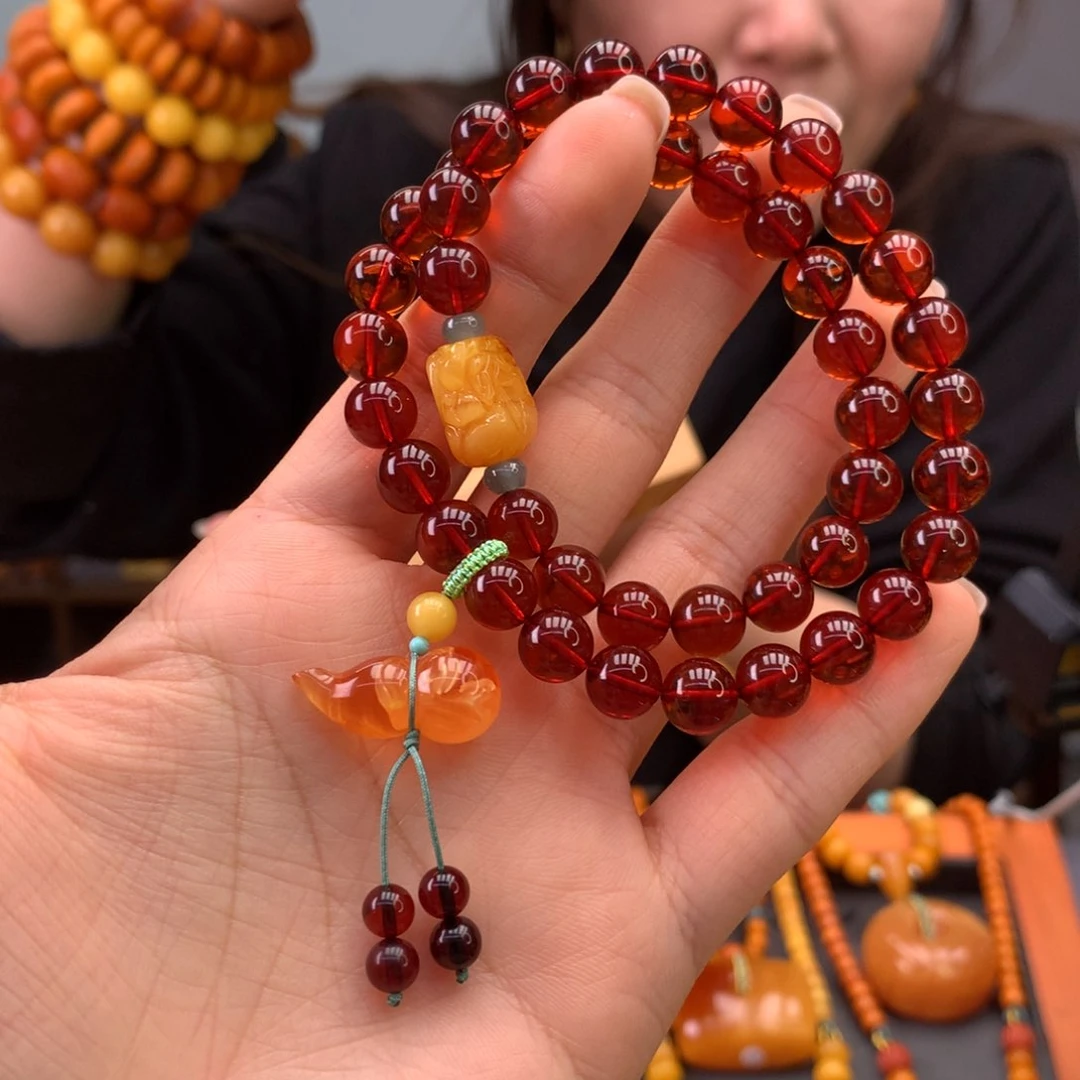 血珀手串未镶嵌天然