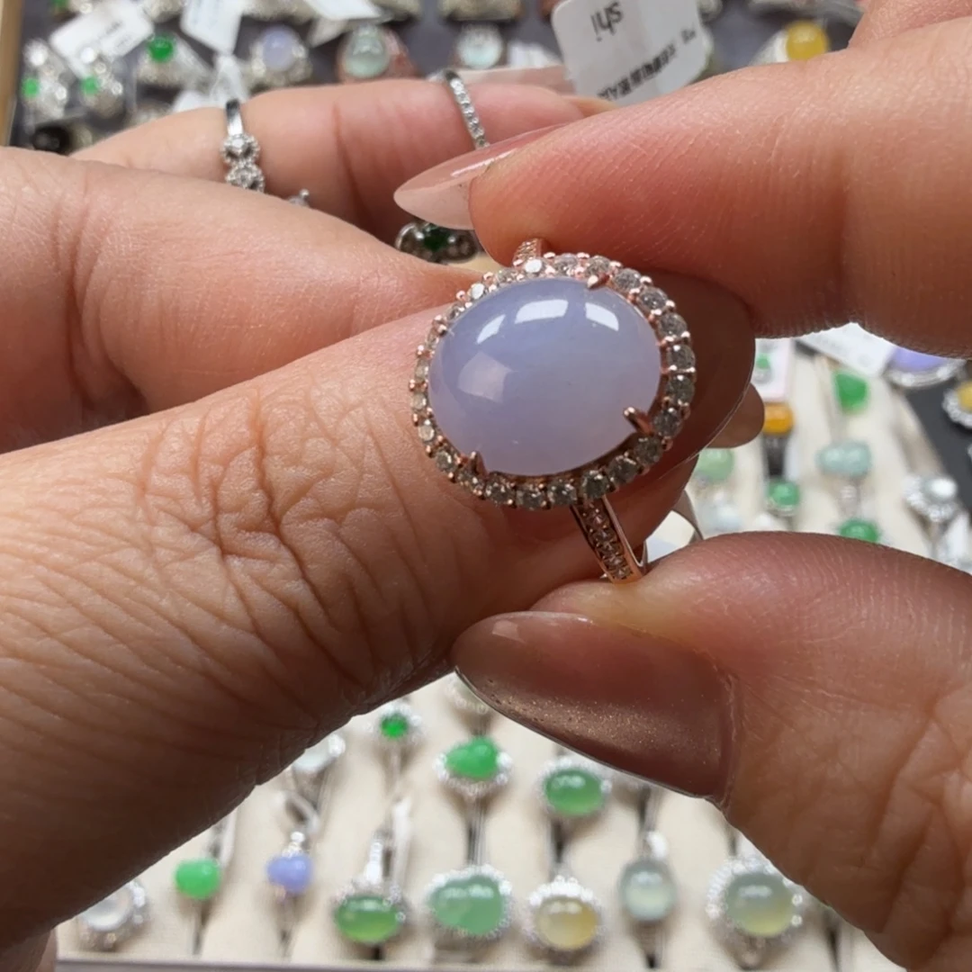 翡翠银S925镶嵌戒指8003