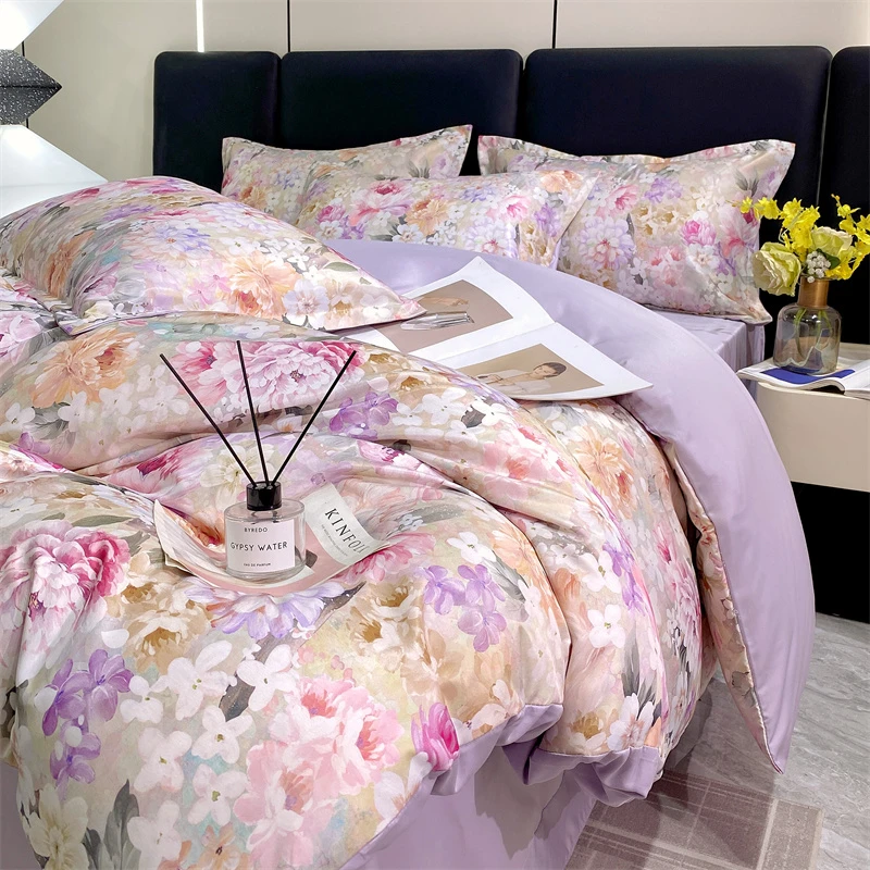 轻奢高端60支天丝四件套数码印花明星高定版