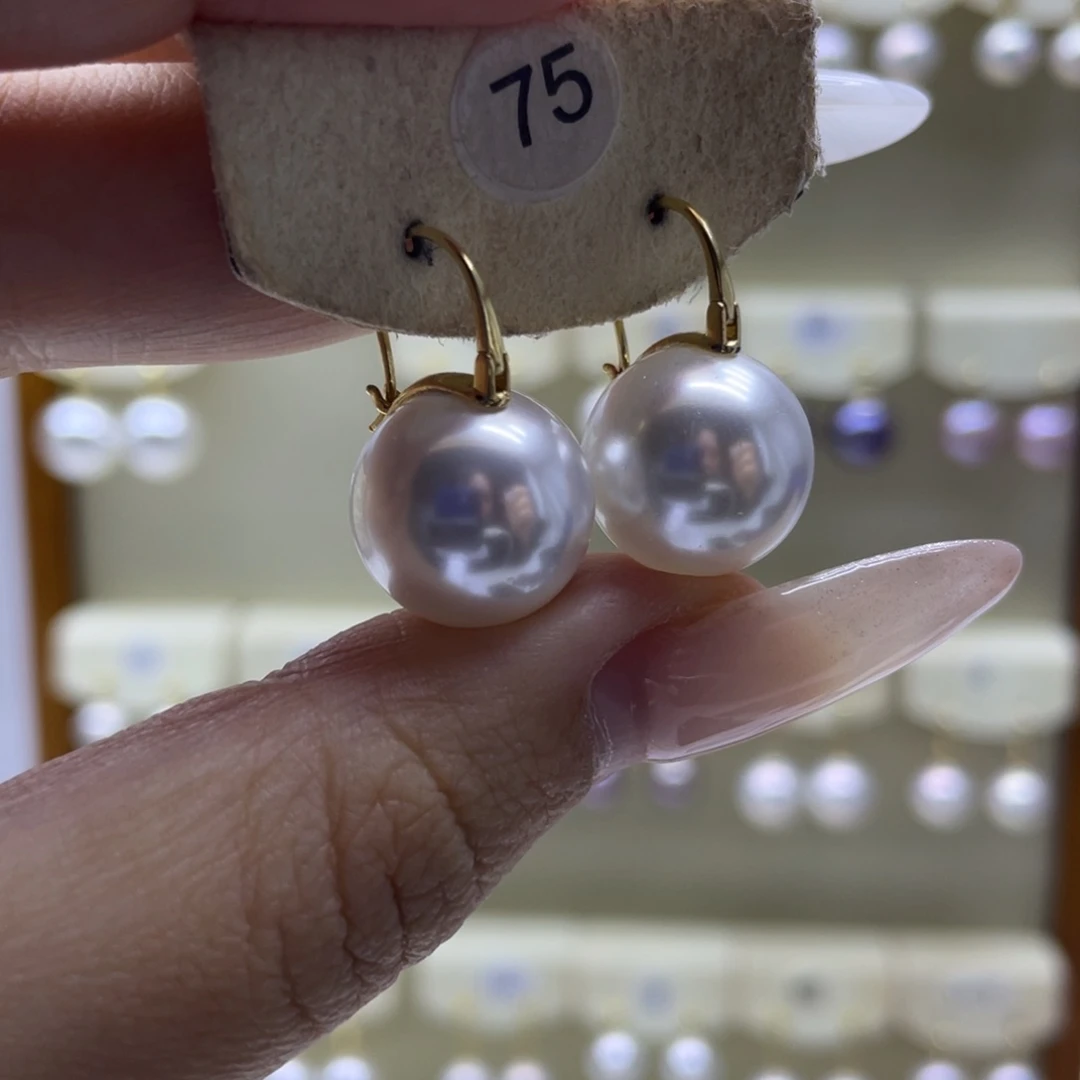 淡水珍珠耳饰18K金镶嵌